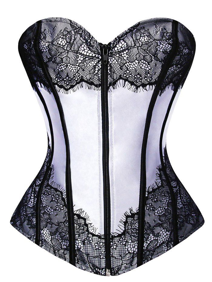 

Sweetheart Corset Top with Lace, Light gray