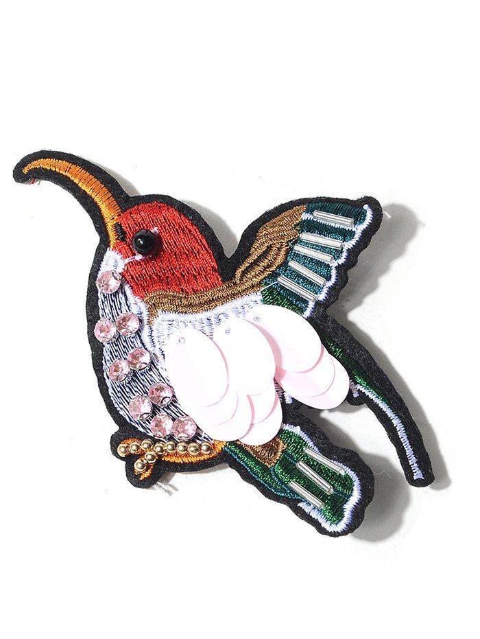 

Rhinestone Bird Embroidered Brooch, Colormix