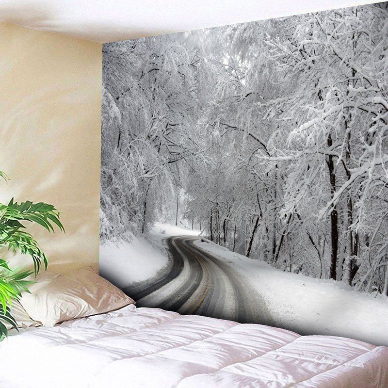 

Wall Decor Snowscape Print Tapestry, White