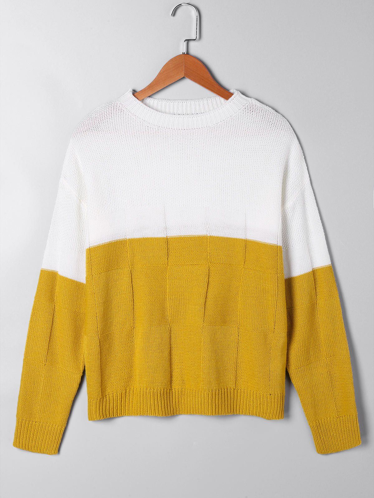 Affordable Two Tone Crew Neck Sweater  