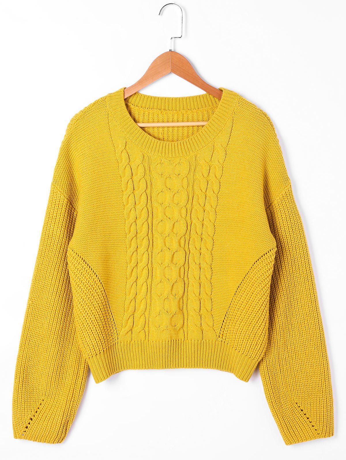 

Cable Knit Drop Shoulder Sweater, Yellow