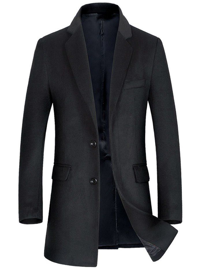 2019 lapel single breasted lengthen pocket wool coat