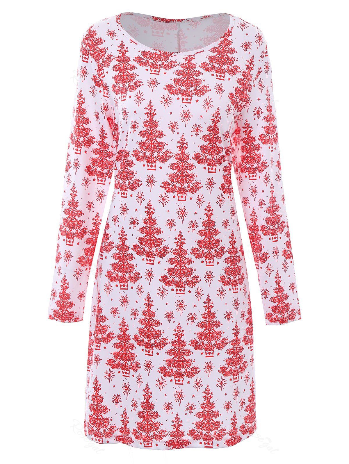 

Plus Size Christmas Tree Dress with Sleeves, White