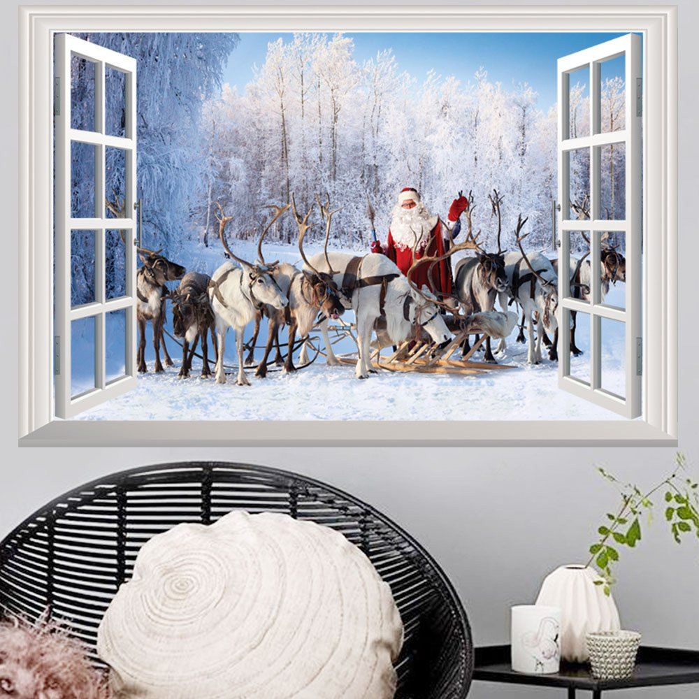 

Window Forest Christmas Santa 3D Wall Art Sticker, Colormix