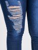 Plus Size Hole Destroyed High Waist Jeans -  