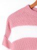 Two Tone Crew Neck Striped Sweater -  