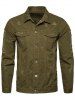 Button Up Distressed Cargo Jacket -  