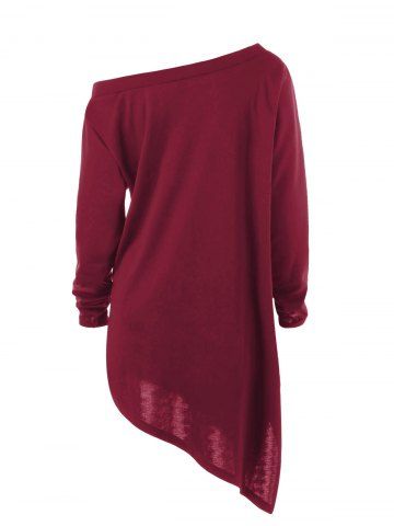 

Halloween Plus Size Graphic Asymmetric Skew Neck Sweatshirt, Wine red