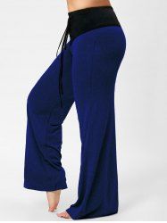 [47% OFF] Lace-up Plus Size Two Tone Flare Pants | Rosegal