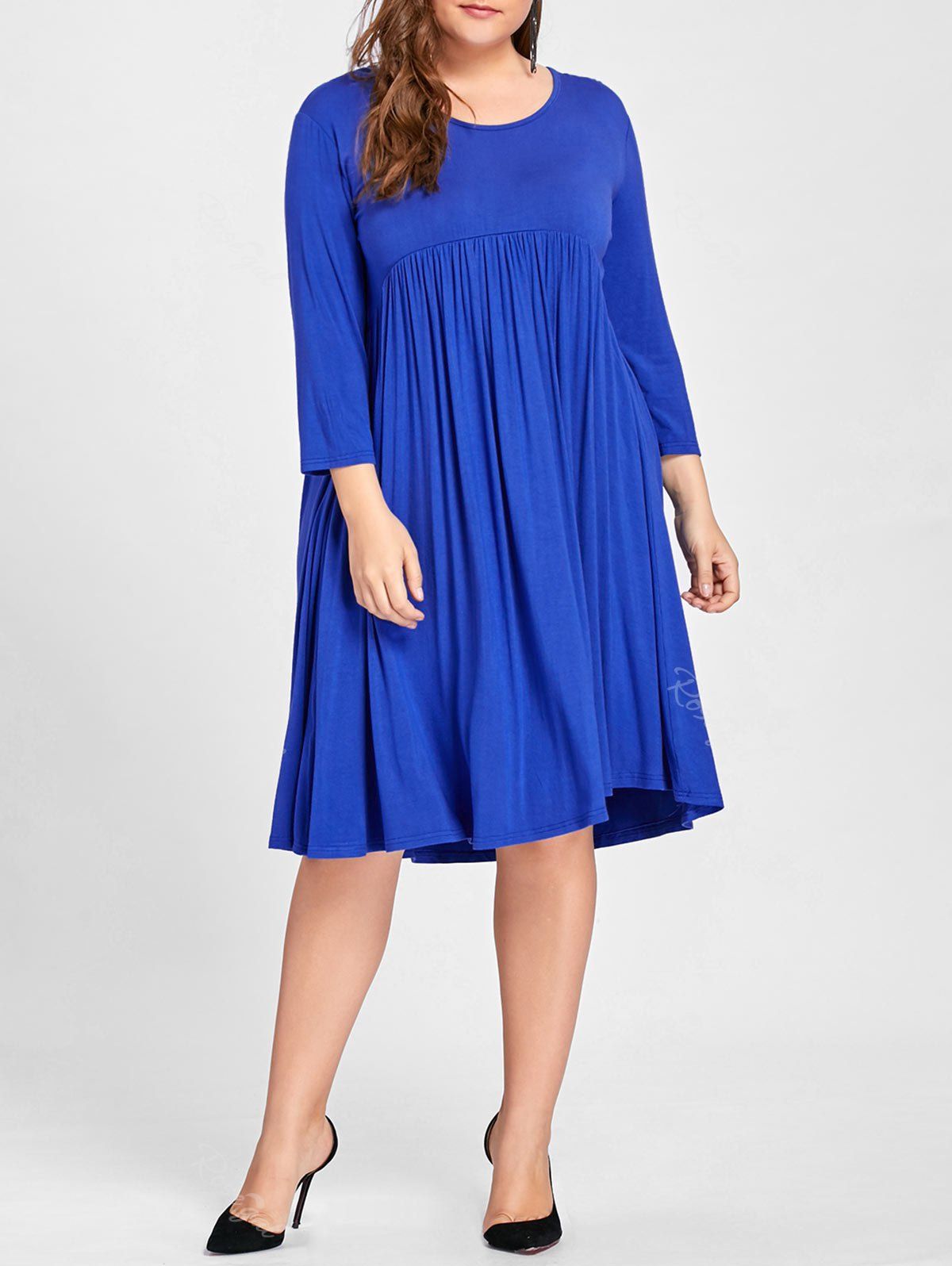 

Plus Size Knee Length Empire Waist Dress, Blue