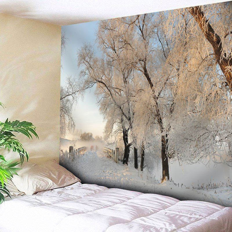 

Snowscape Bedroom Decor Wall Tapestry, White
