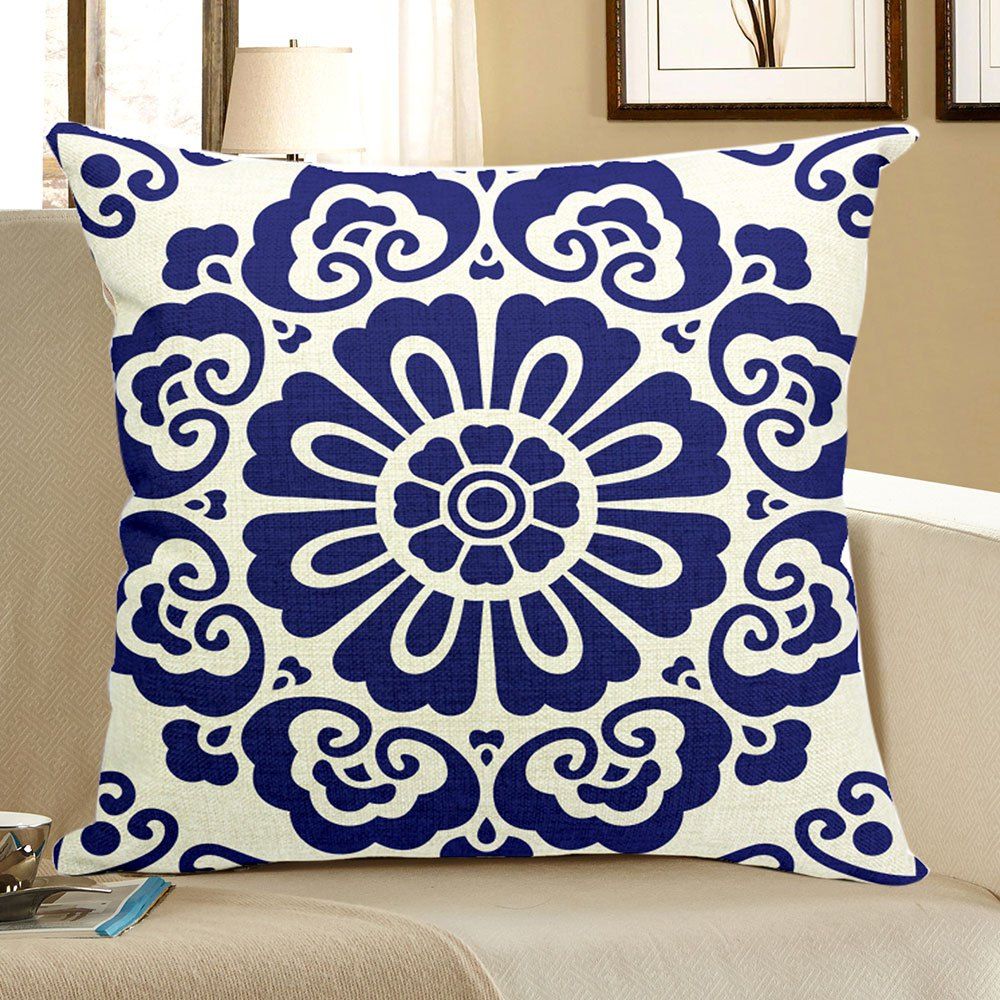 

Bohemian Geometric Figure Printed Square Pillow Case, Blue