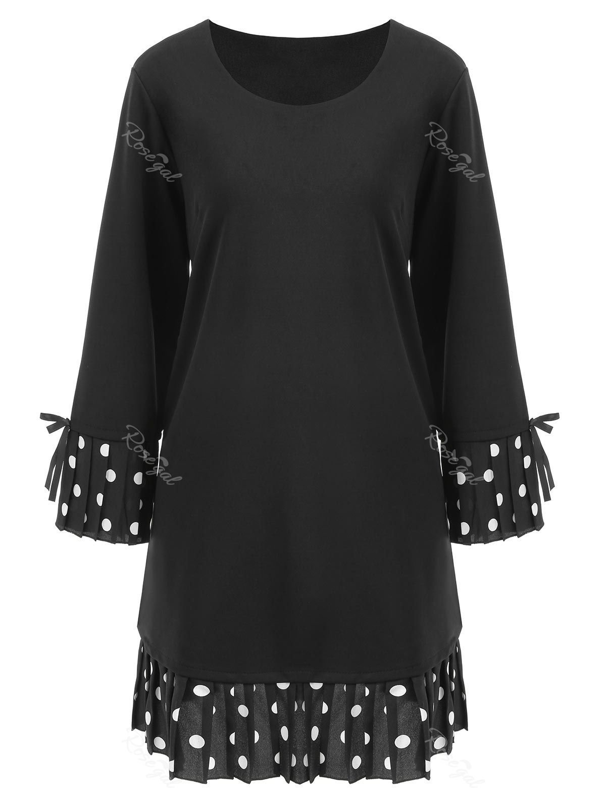 

Plus Size Polka Dot Bell Sleeve Dress, Black