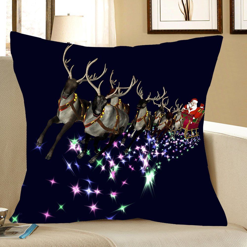 

Christmas Carriage Printed Square Pillow Case, Colormix
