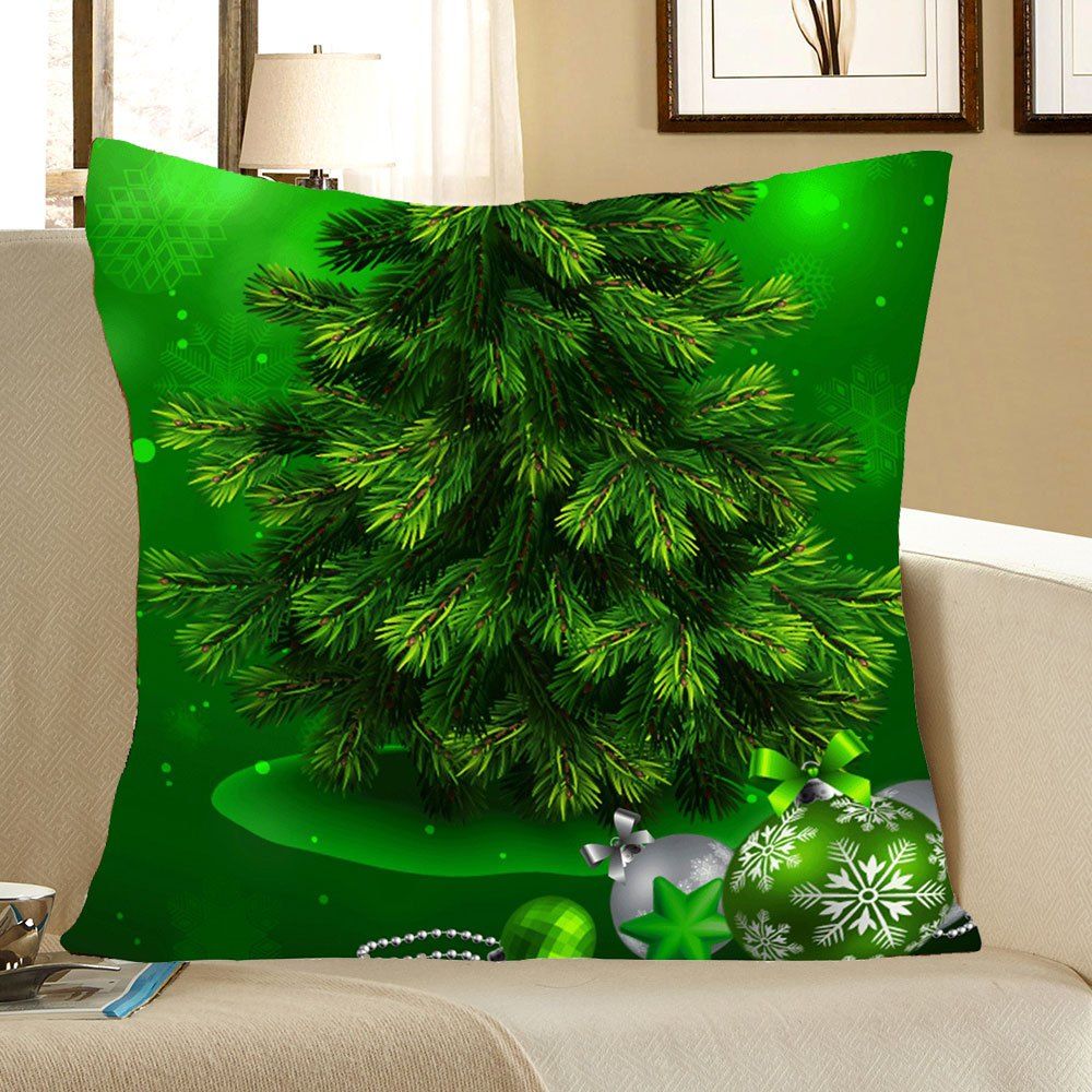 

Green Christmas Tree Pattern Linen Pillow Case