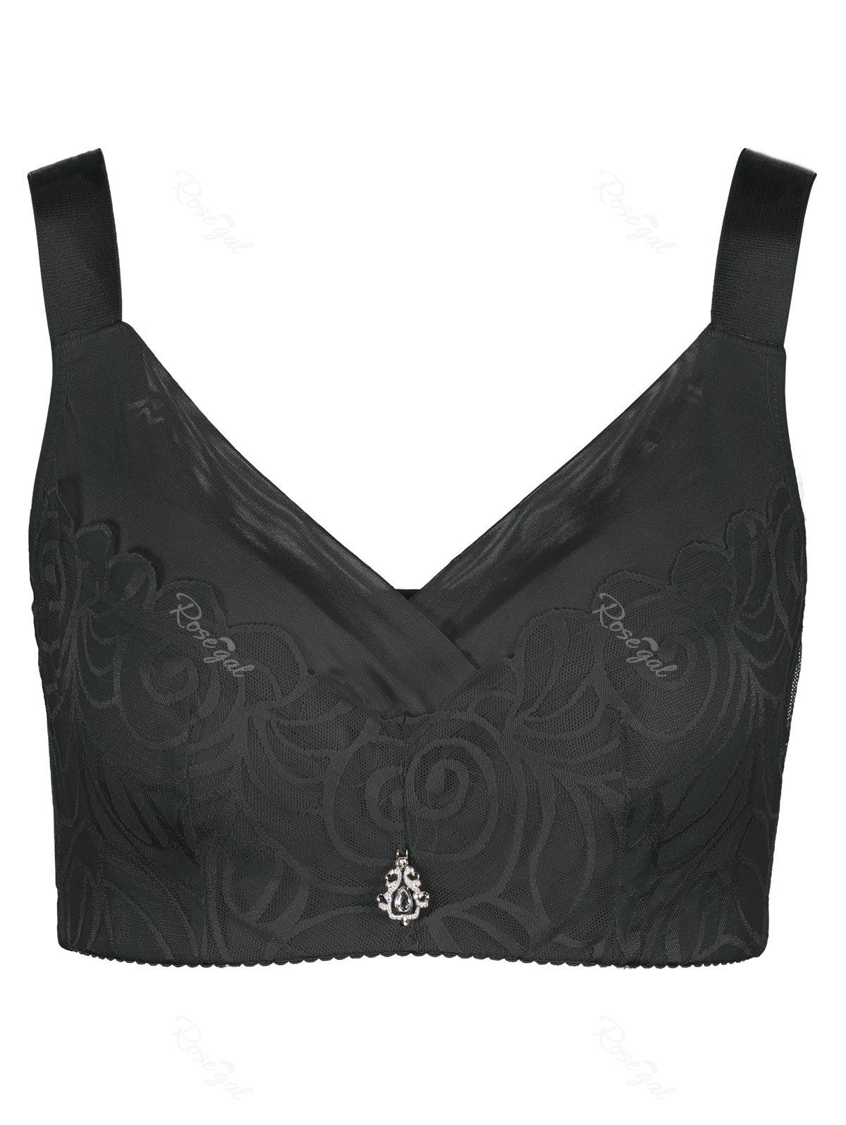 

Plus Size Full Cup Padded Wirefree Bra, Black