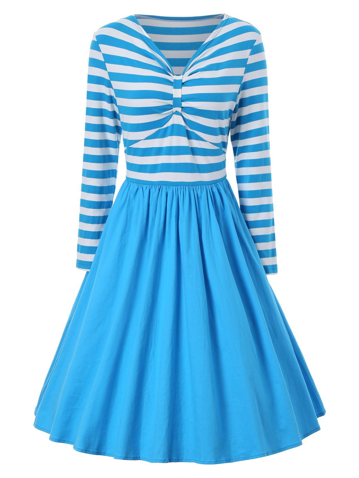 

Striped Vintage A Line Dress, Blue