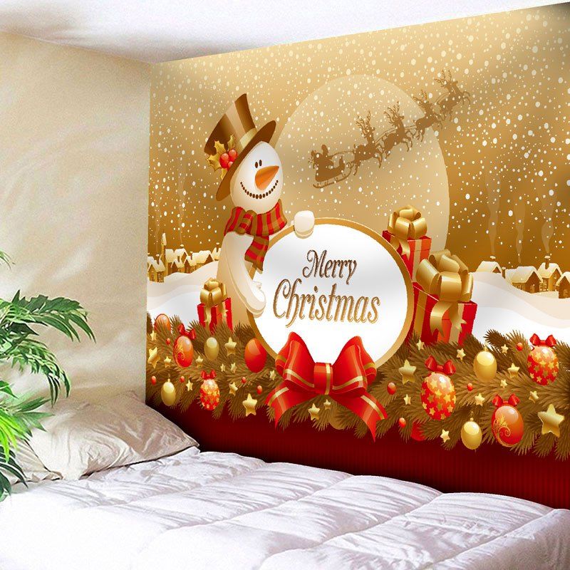 

Christmas Snowman Printed Bedroom Tapestry, Yellow