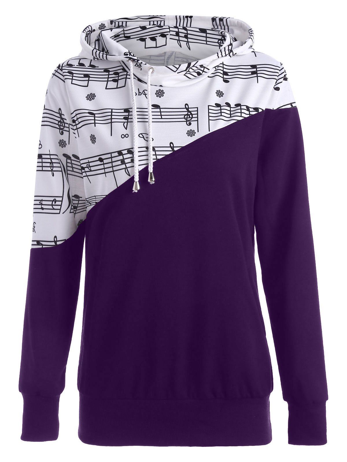 

Two Tone Music Note Hoodie, Purple