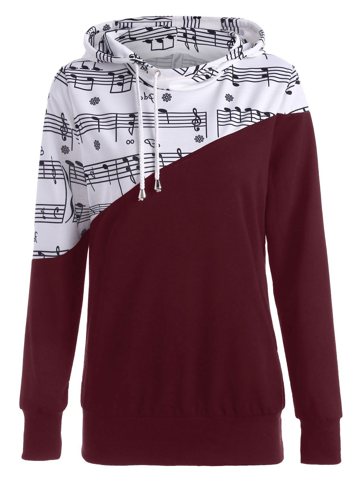 

Two Tone Music Note Hoodie, Wine red