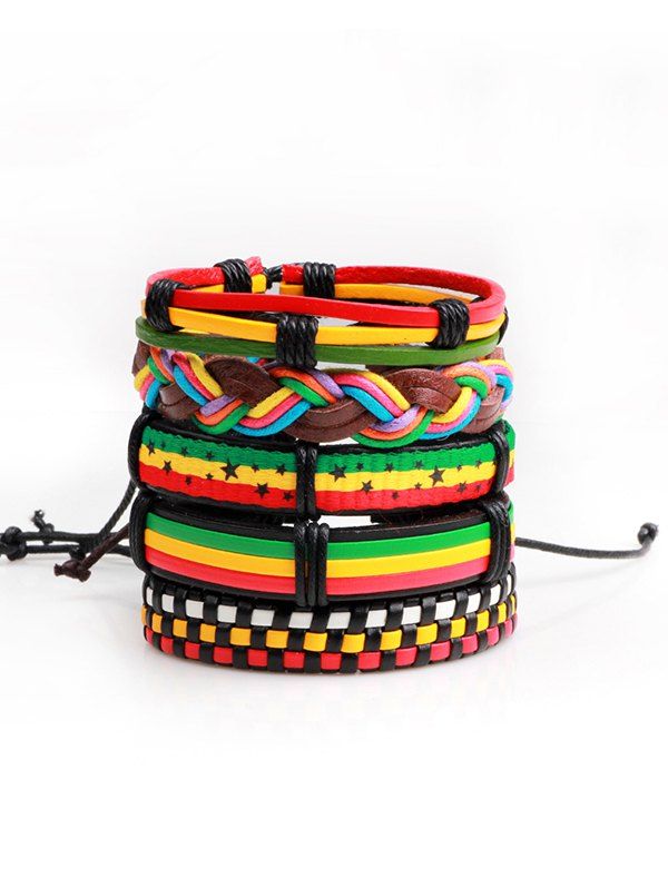 

Multicolor Faux Leather Woven Layer Bracelet, Colorful