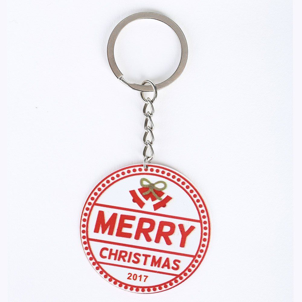 

Metal Round Christmas Letter Key Chain, Red