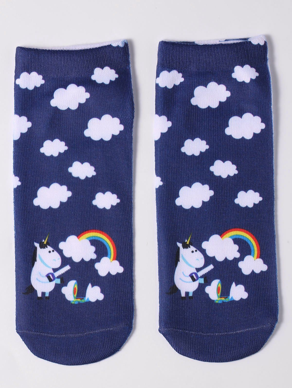 

Ankle Socks with Cartoon Unicorn Pattern, Deep blue