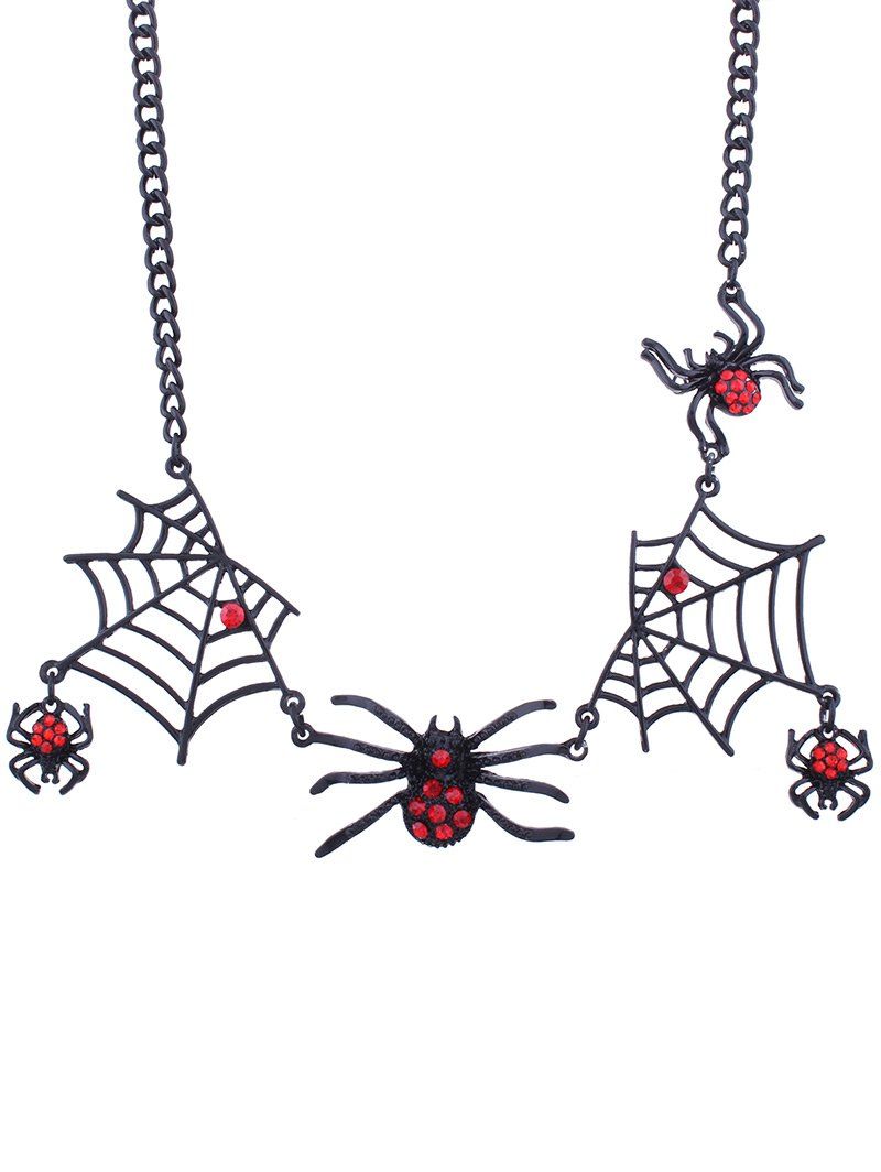 

Spider and Web Halloween Charm Necklace, Black