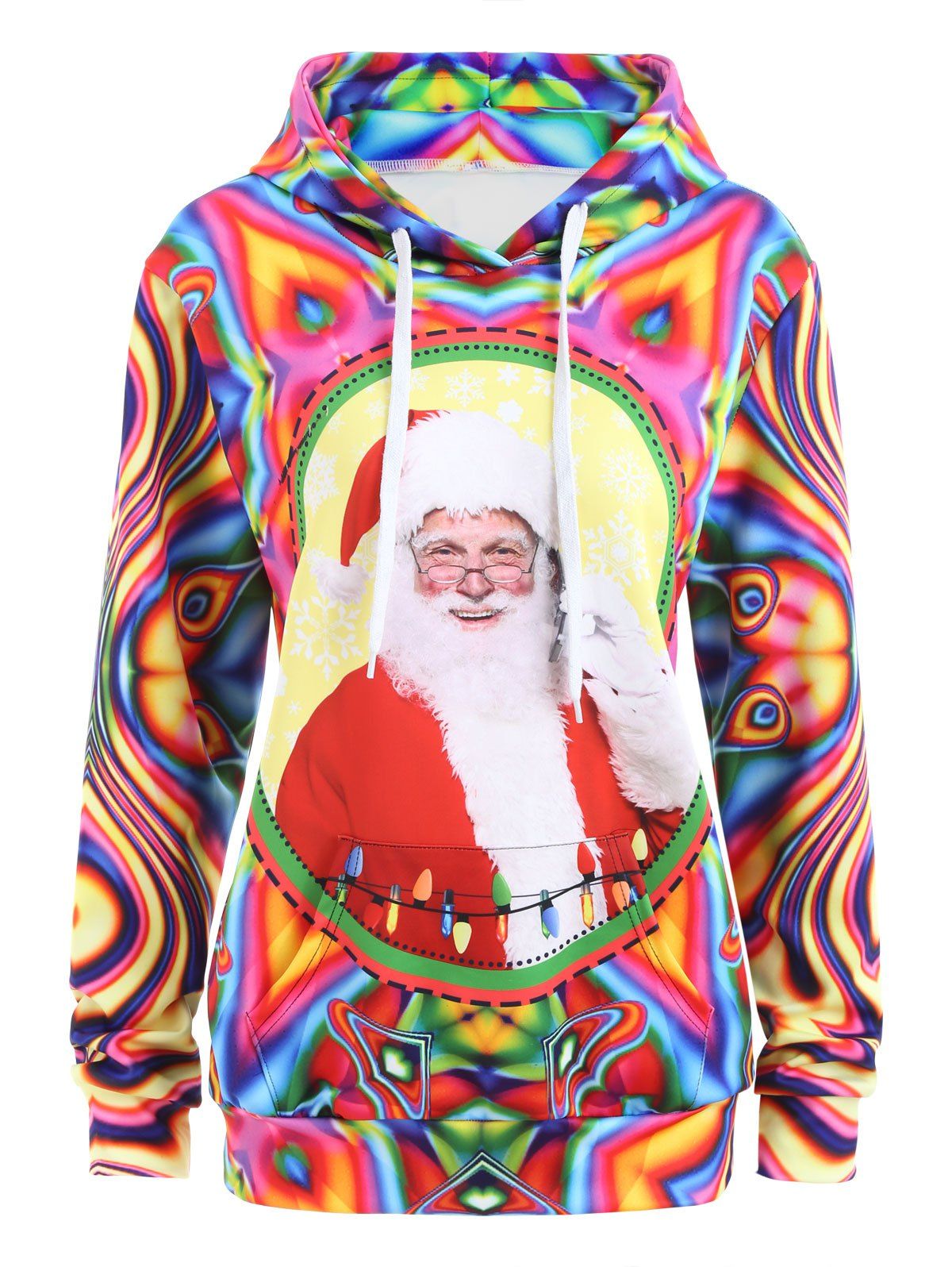 

Kangaroo Pocket Santa Claus Ugly Christmas Hoodie, Colormix