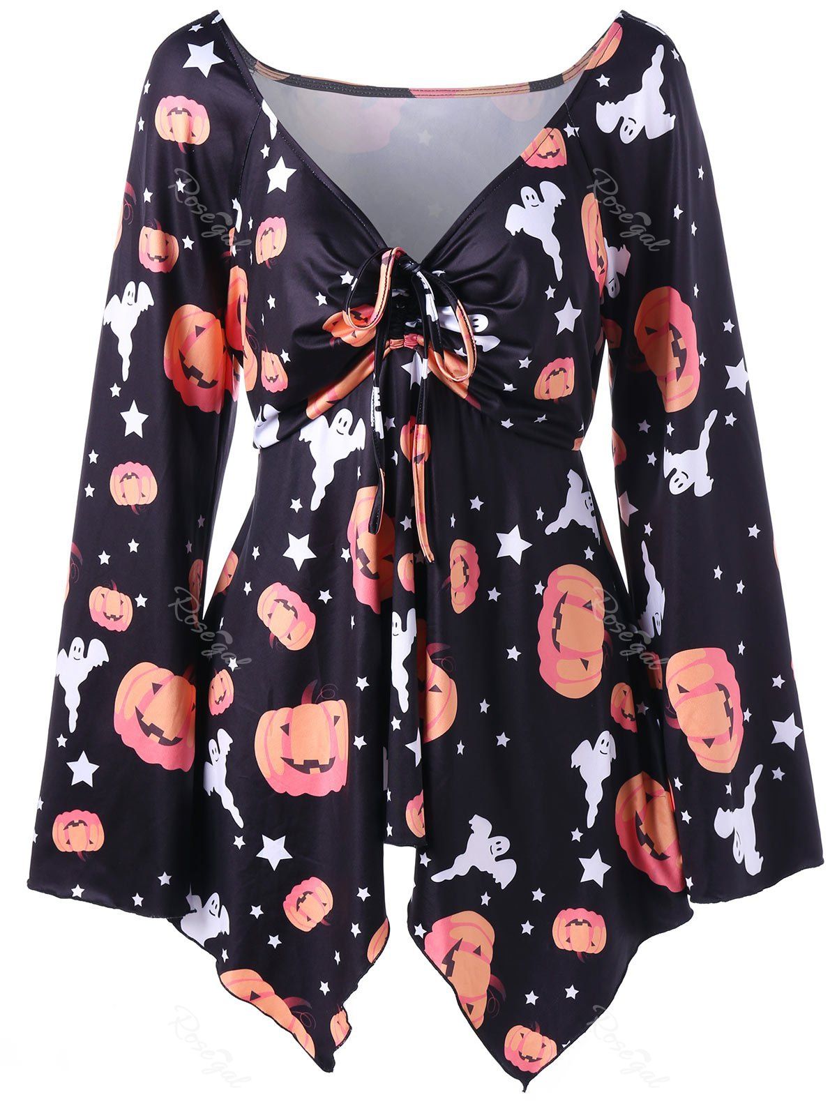 

Halloween Pumpkin Print Plus Size T-shirt, Black