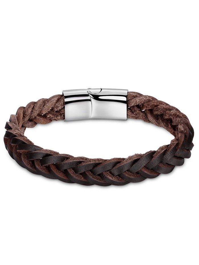 

Faux Leather Braid Cool Bracelet, Brown