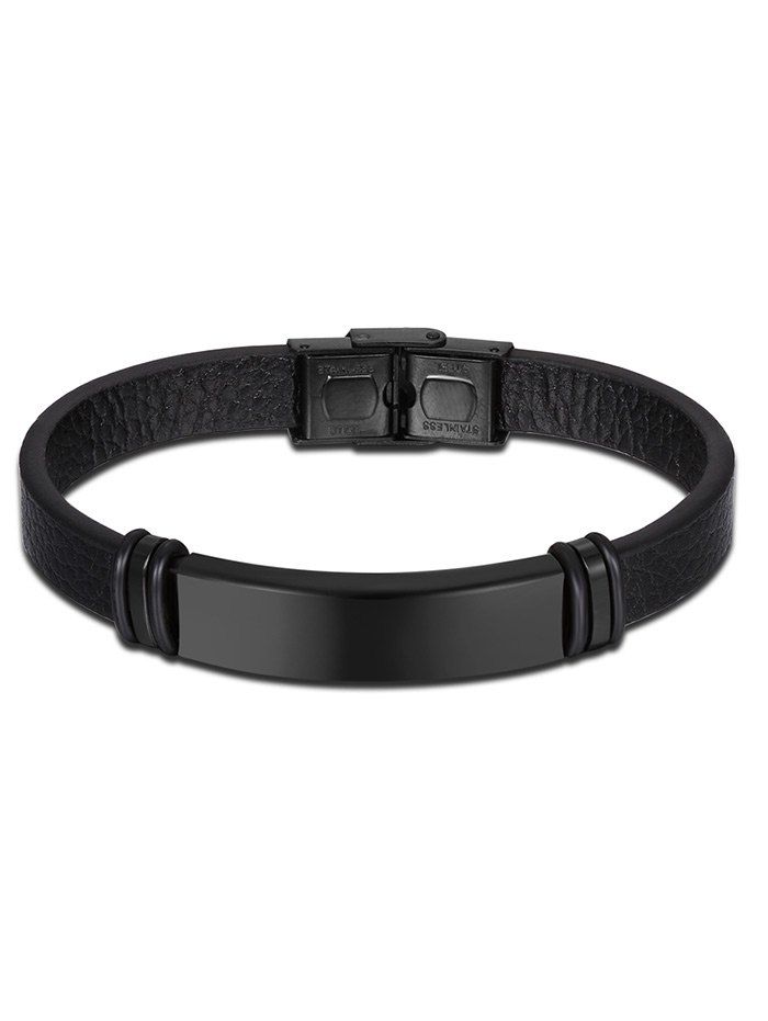 

Vintage Faux Leather Bracelet, Black