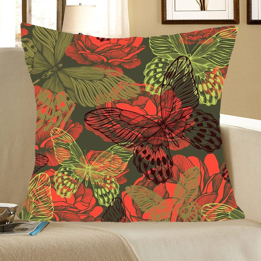 

Artistic Butterfly Pattern Square Pillow Case, Colorful