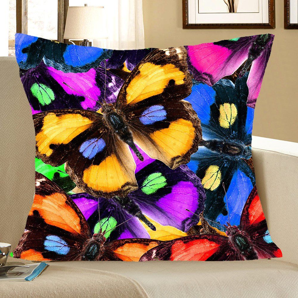 

Butterflies Pattern Square Pillow Case, Colorful