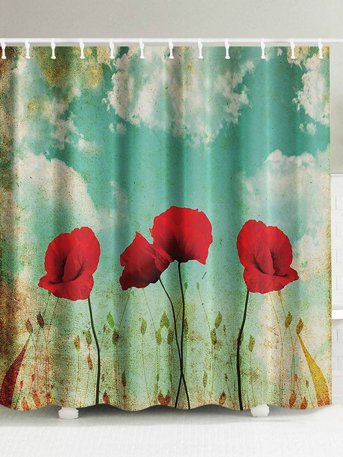 20 Off Vivid Bright Floral Print Shower Curtain Rosegal