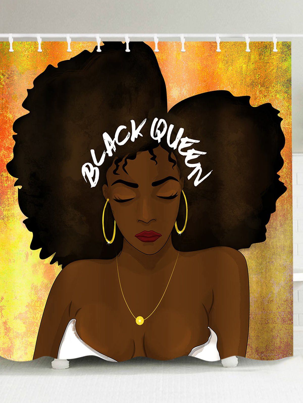 

Hip Hop Afro Hair Queen Shower Curtain, Colormix