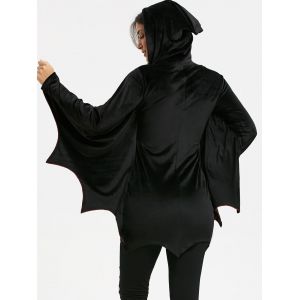 Halloween Bat Wing Wave Cut Zip Up Hoodie - BLACK 2XL