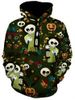 Pumpkin Skulls Printed Pullover Halloween Hoodie -  