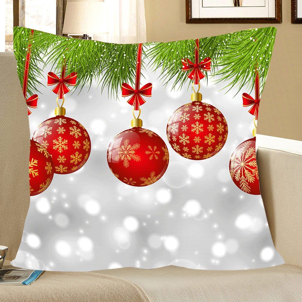 

Christmas Baubles Pattern Linen Pillow Case, Colorful