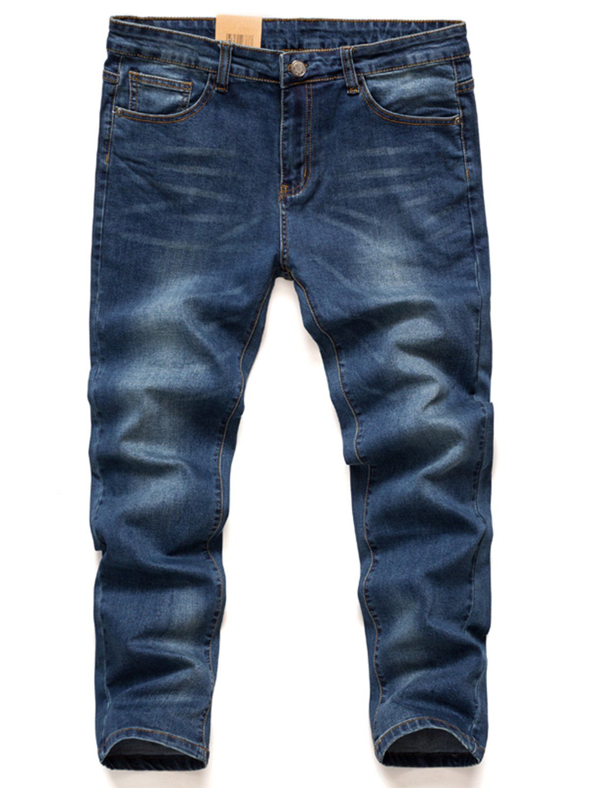 

Plus Size Stretchy Bleach Wash Harem Jeans, Blue