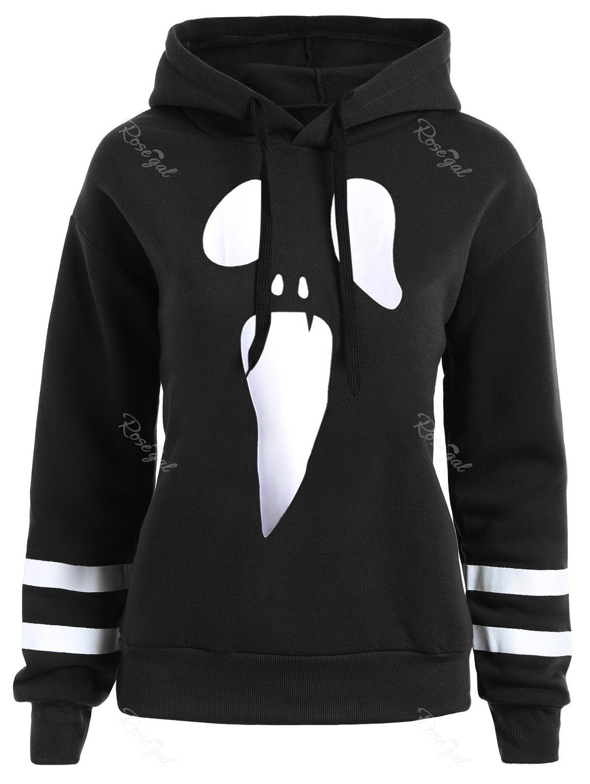 

Halloween Plus Size Pullover Drop Shoulder Graphic Hoodie, Black