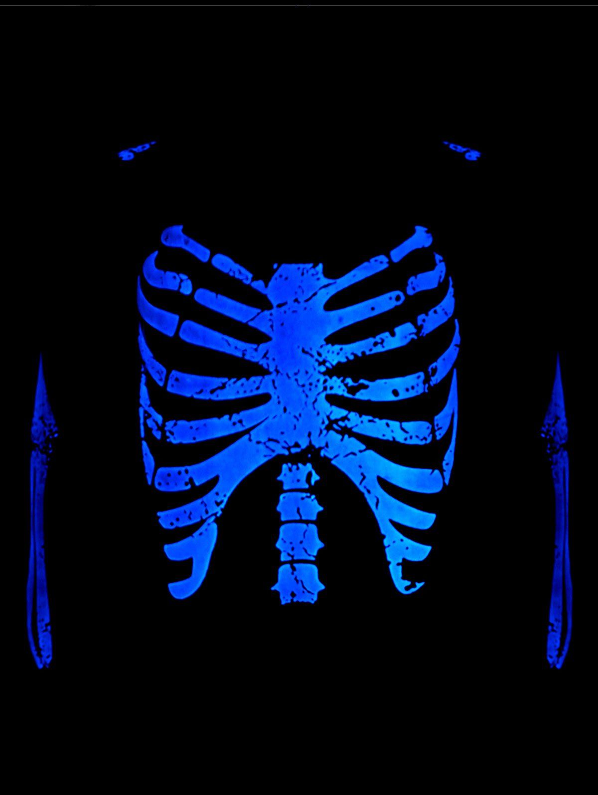 

Luminous Skeleton Print Raglan Sleeve Sweatshirt, Black