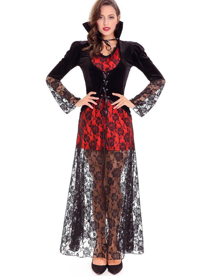 [35 OFF] Devil Queen Velvet Halloween Costume Rosegal