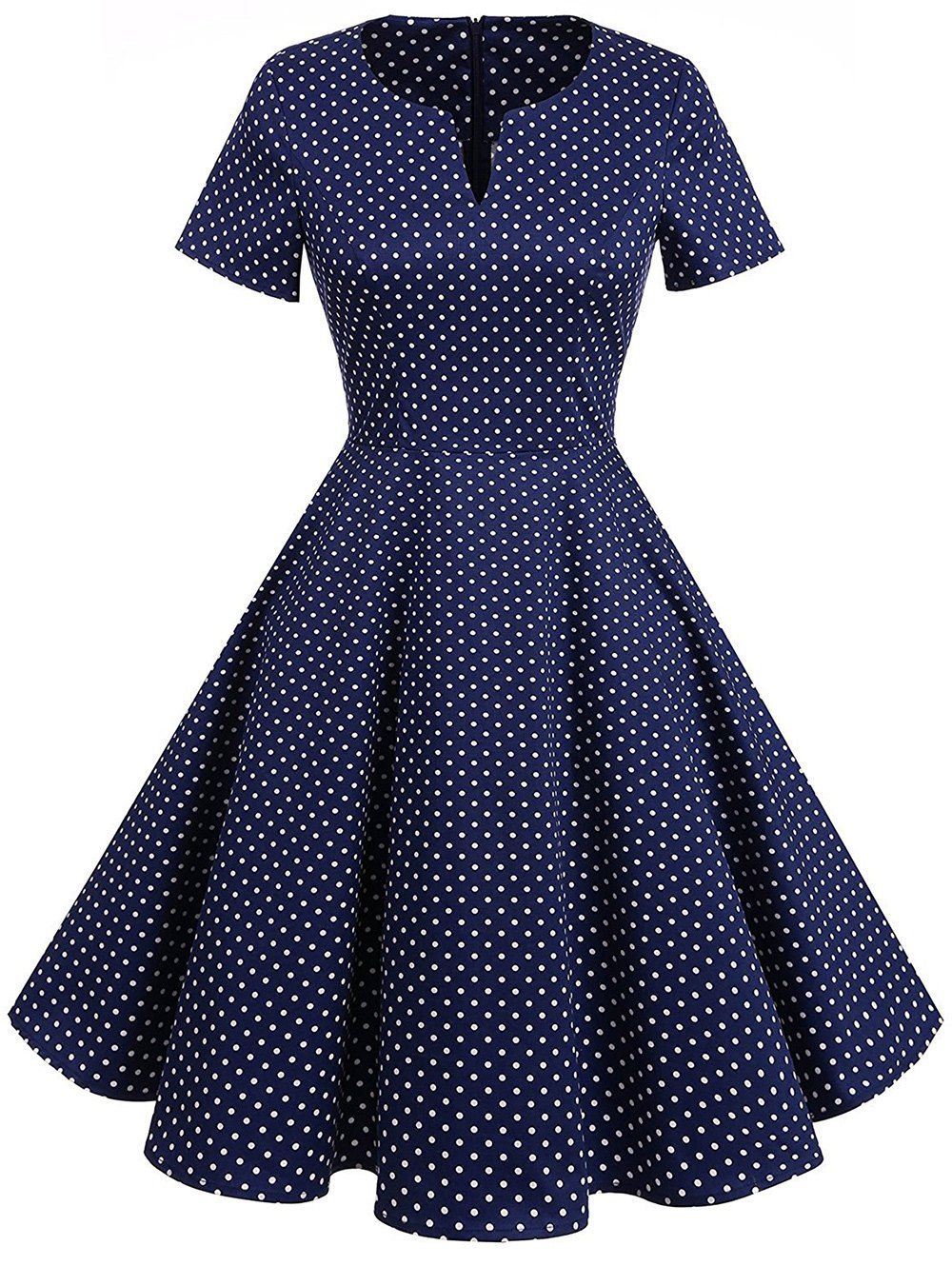 

Vintage Fit and Flare Polka Dot Dress, Purplish blue