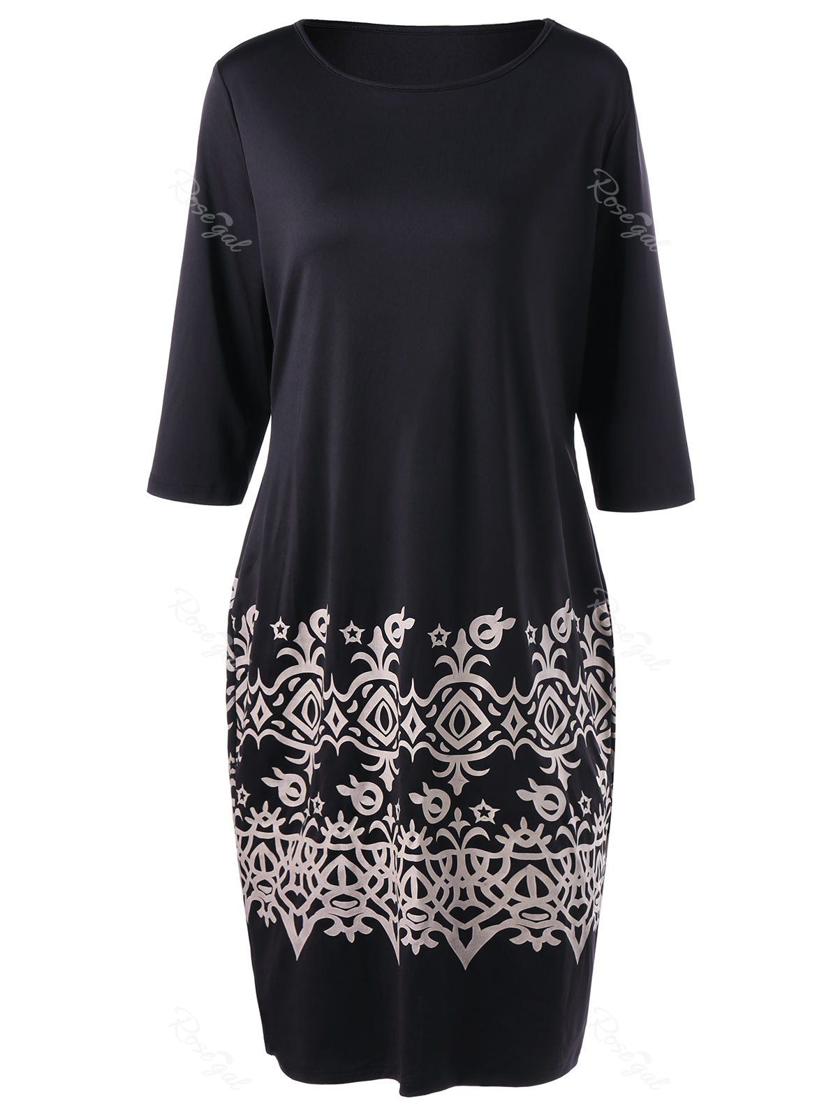 

Plus Size Bandana Floral Slim Dress, Black