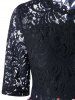 Lace Insert Floral Print Midi Dress -  