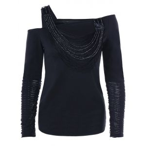 beaded one shoulder top