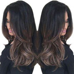 46 Off Long Side Bang Natural Straight Ombre Synthetic Wig Rosegal