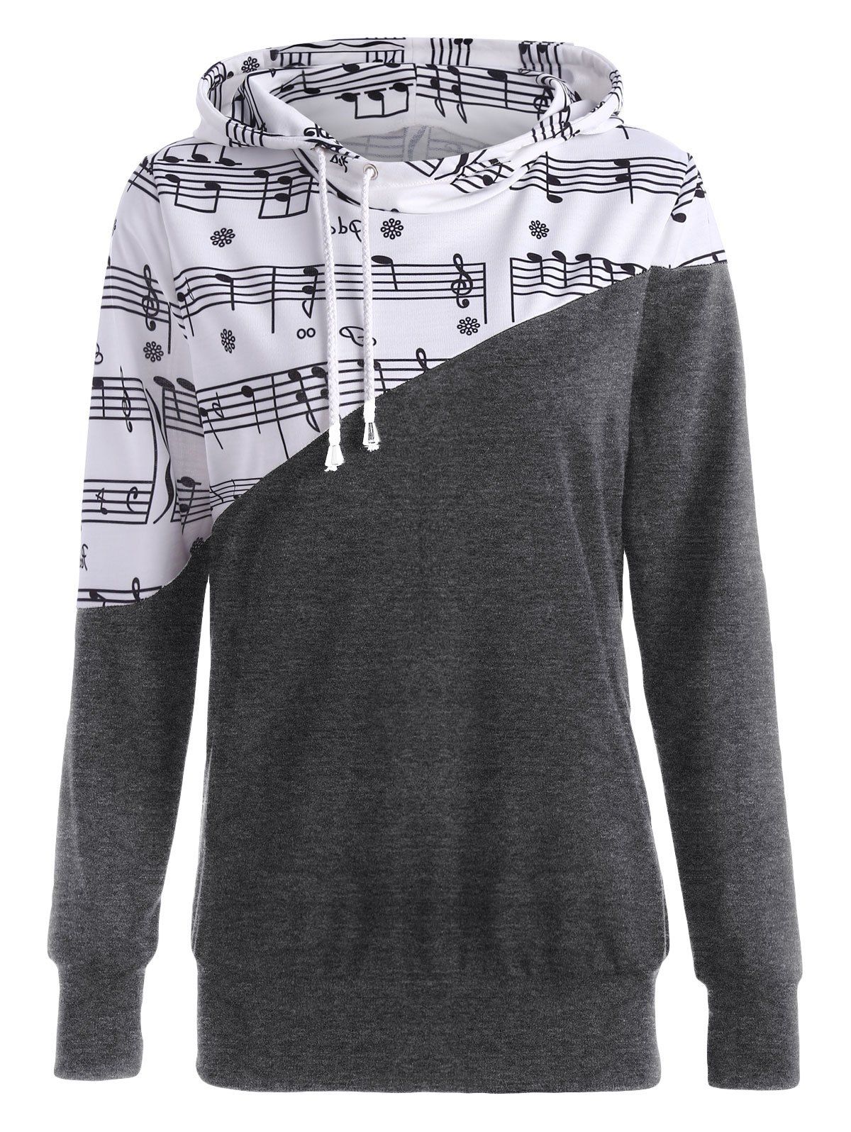 

Two Tone Music Note Hoodie, Deep gray