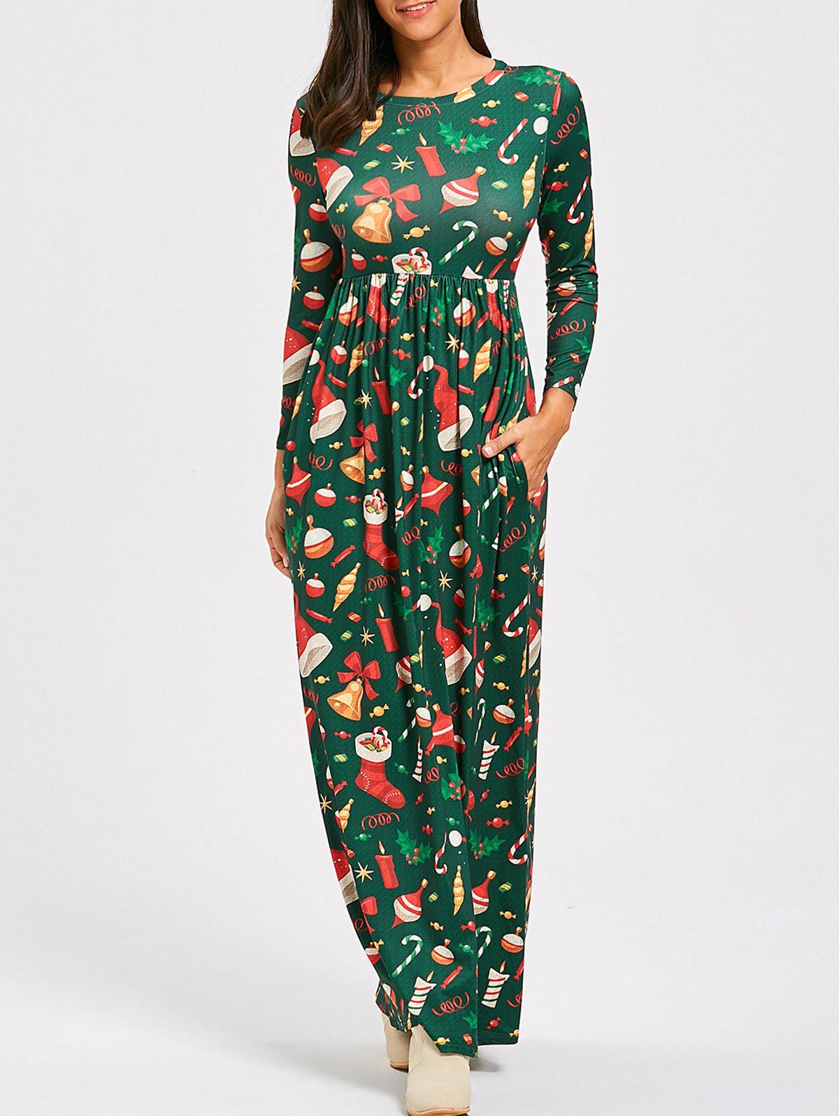 green m christmas socks bell print a line maxi dress green m christmas socks bell print a line maxi dress